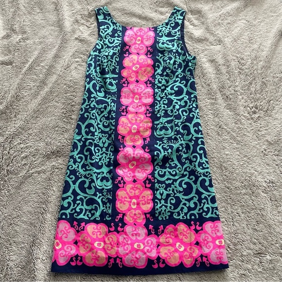 Lilly Pulitzer Hopping Delia Strapless Dress Hot Pink Blue Aqua - Picture 7 of 16